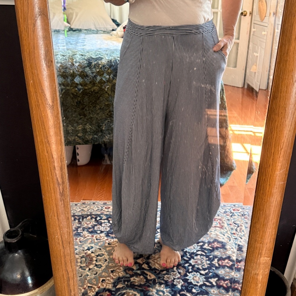 Striped Blue and White Women's Pants